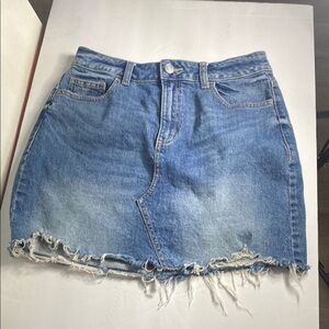 Denim Blue Distressed Skirt